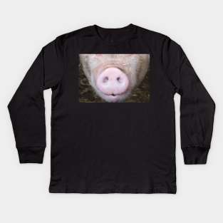 Pig Snout Hog Face Kids Long Sleeve T-Shirt